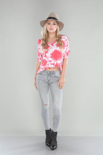 CORAL SPLASH MARBLE PRINT TOP